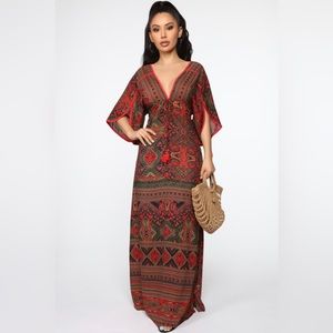 Fashion Nova | Maxi Dress | Olive Combo | Large